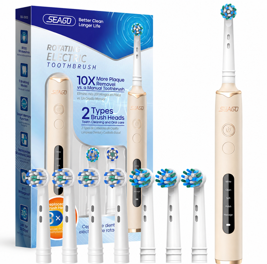 Electric Toothbrush - 8 Tips - Beige