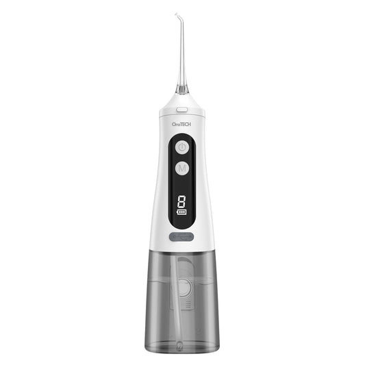 OraTECH Waterflosser - White color - 6 Nozzles - Type C charger - Waterproof - 9 Different modes - 350 ml water capacity