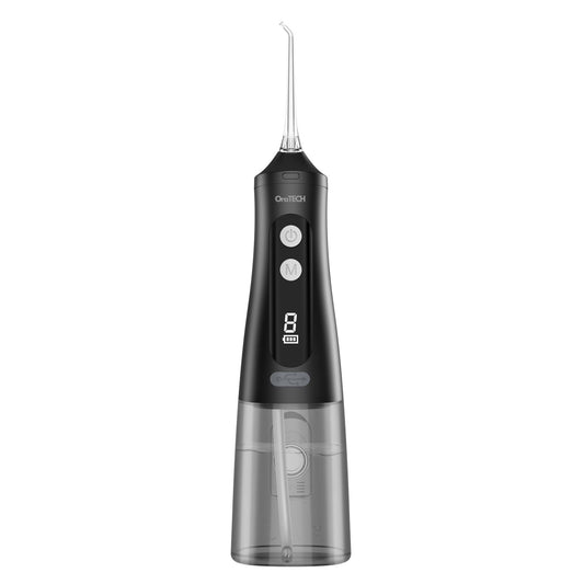 OraTECH Waterflosser - Black color - 6 Nozzles - Type C charger - Waterproof - 9 Different modes - 350 ml water capacity